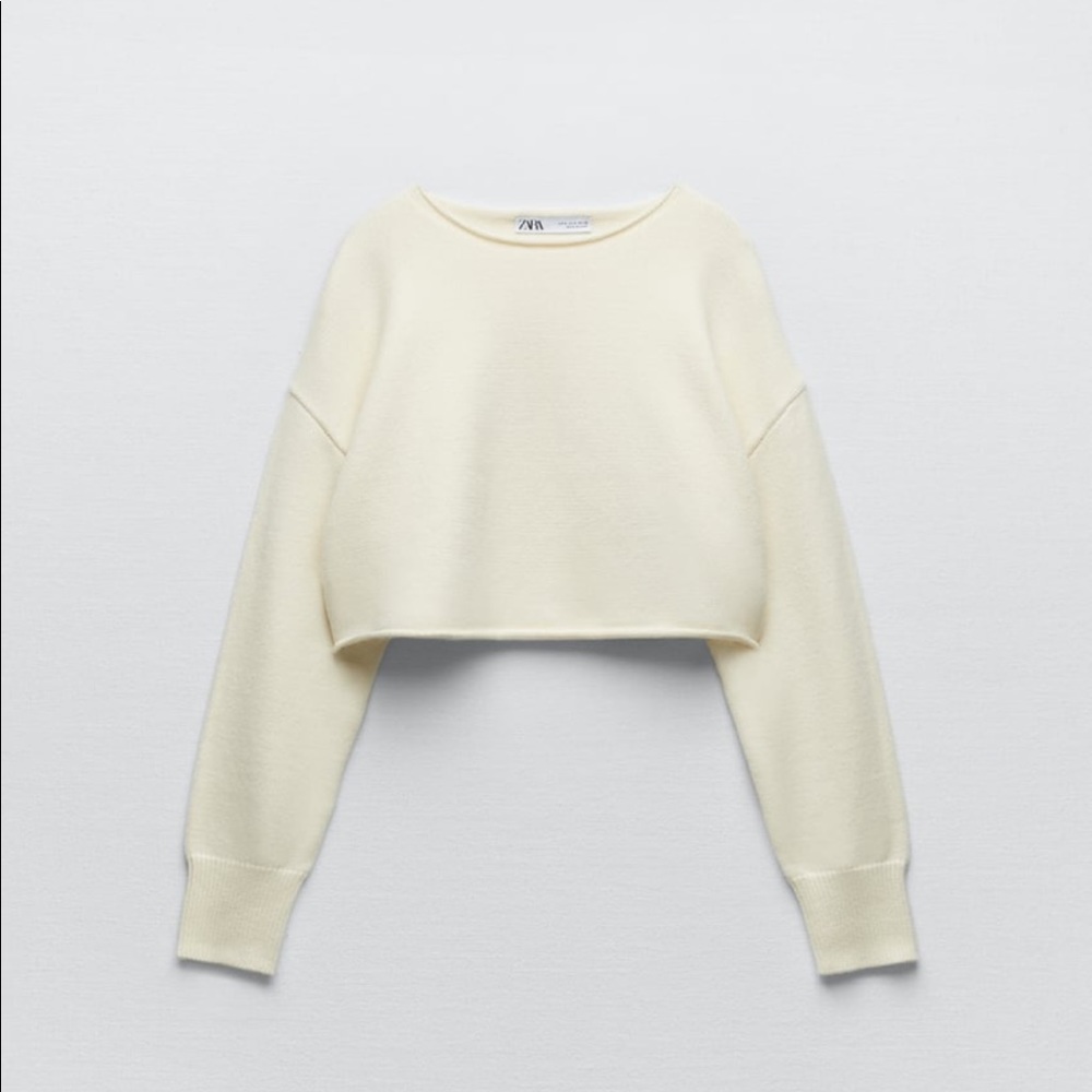 Zara white cropped sweater
